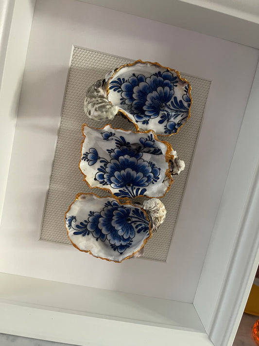 Classic Oesterkunst – Delfts Blauw Trio in Lijst