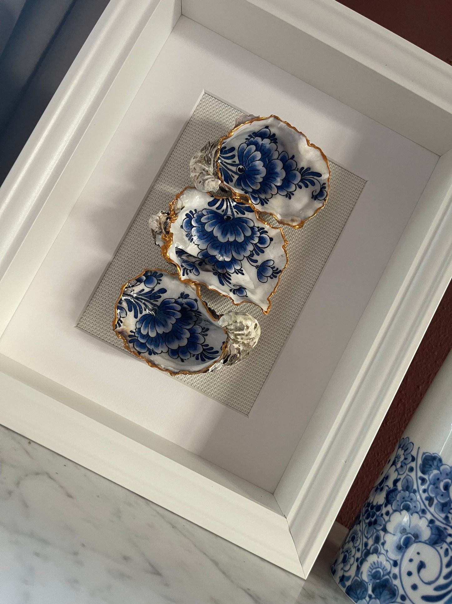 Classic Oesterkunst – Delfts Blauw Trio in Lijst