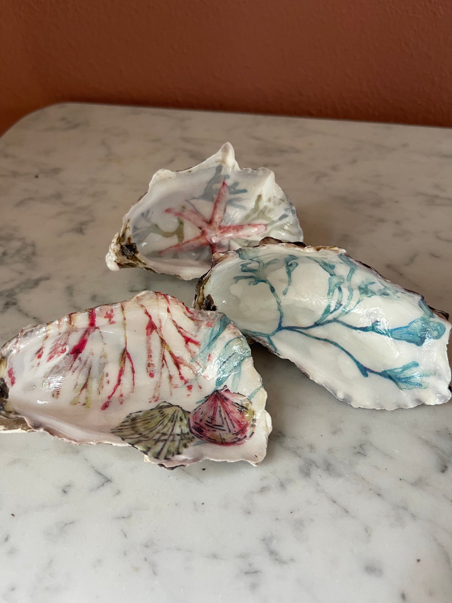 Handbewerkte Oesterschelpen – Coastal Decor Set van 3