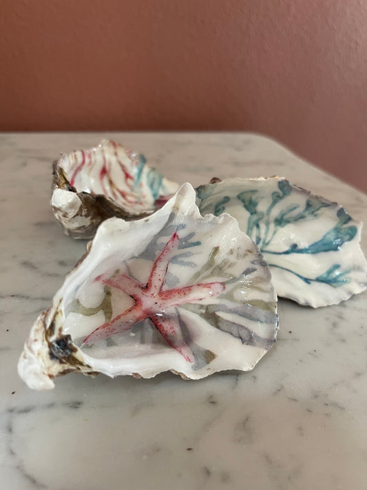 Handbewerkte Oesterschelpen – Coastal Decor Set van 3