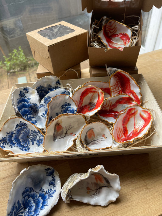 Oesterschelp met goudrand - handgemaakt & uniek