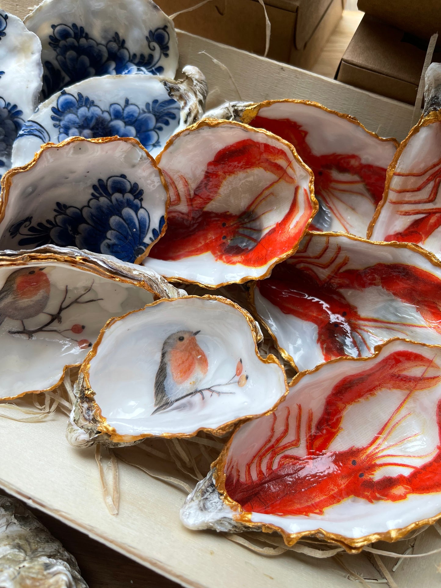 Oesterschelp met goudrand - handgemaakt & uniek