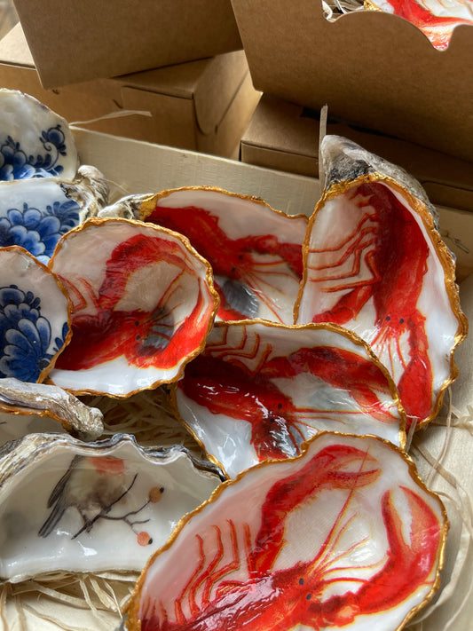 Oesterschelp met goudrand - handgemaakt & uniek